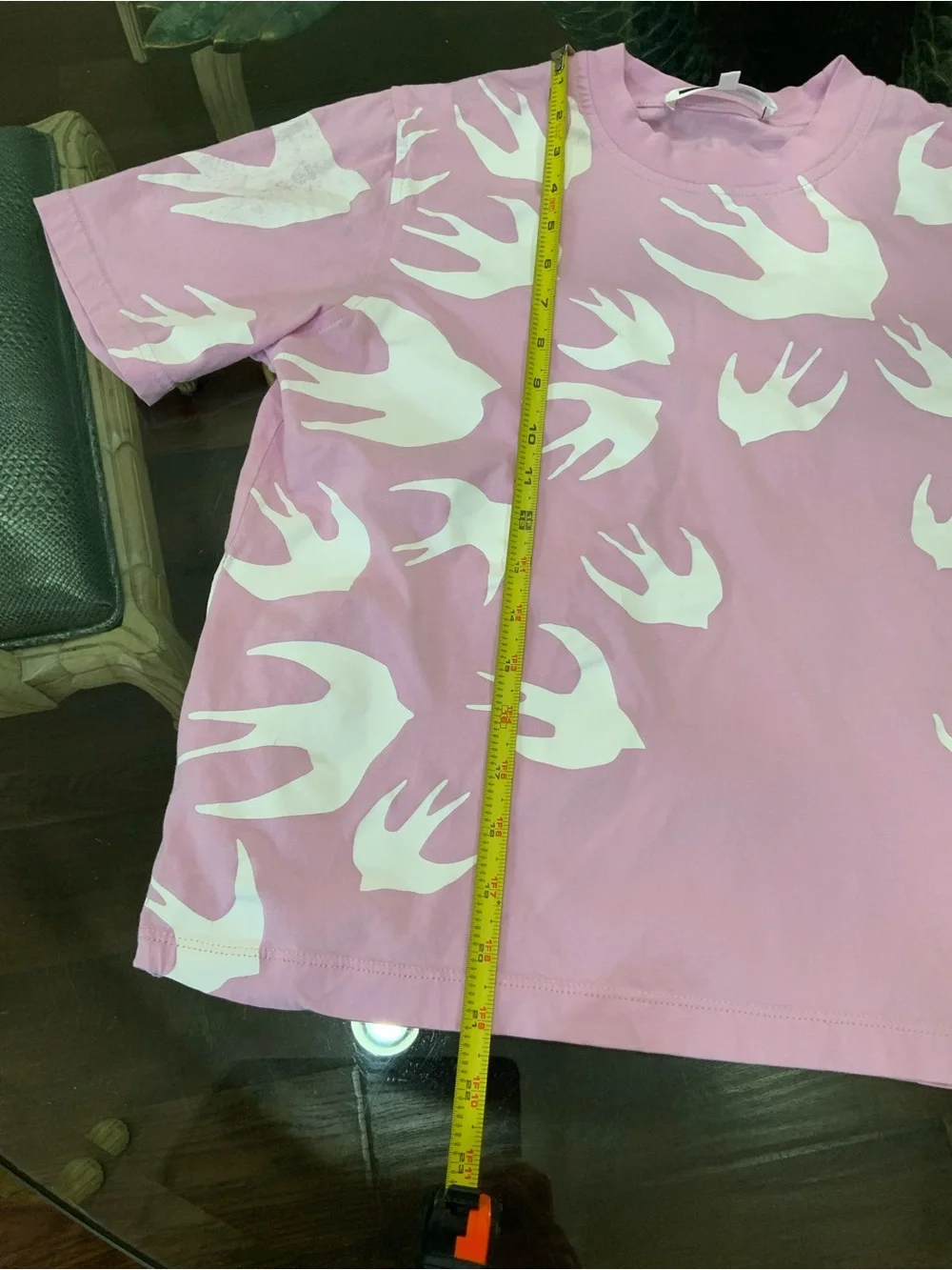 McQ by Alexander McQueen Pink Tee with White Swallow Print